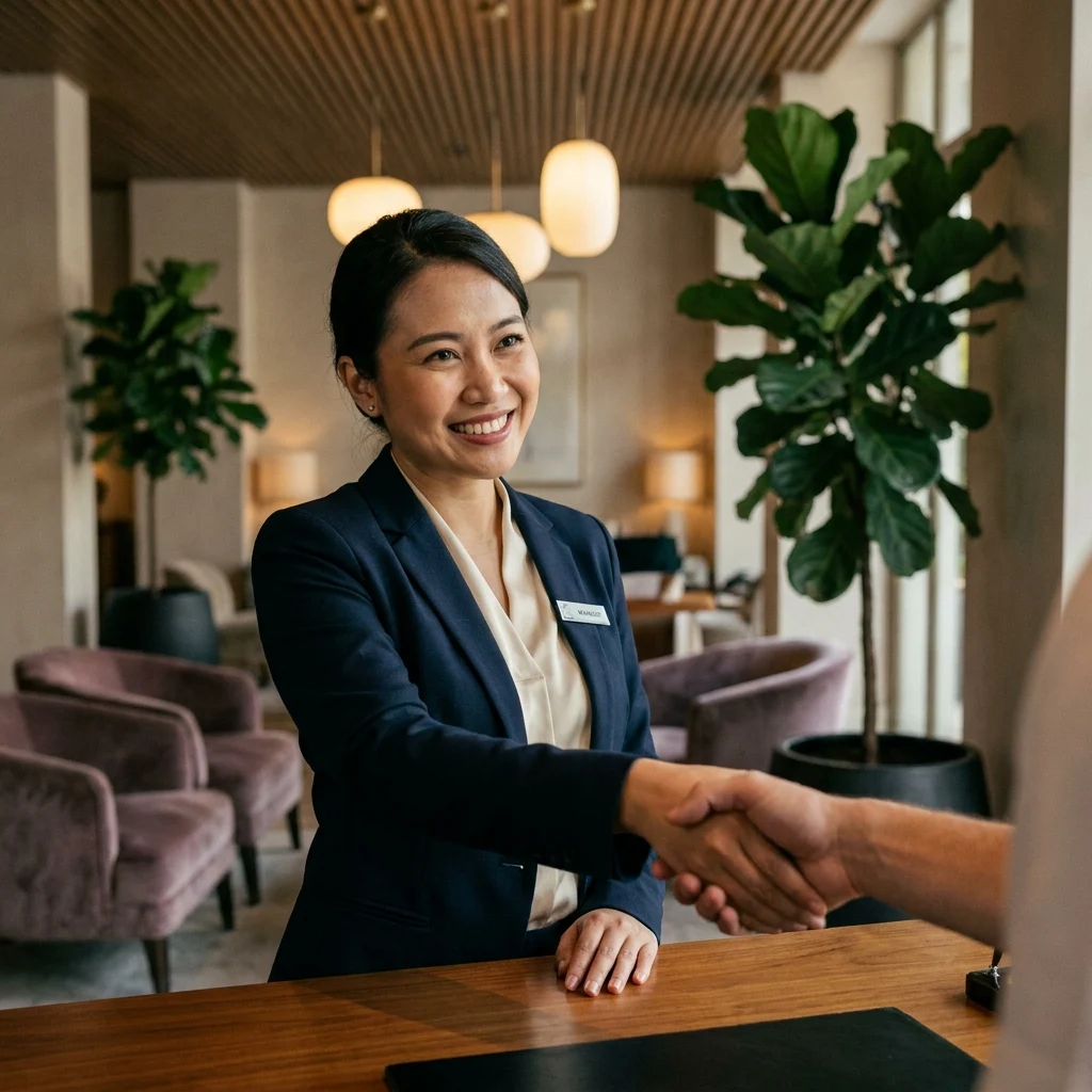 Property management — welcoming a guest at a managed property