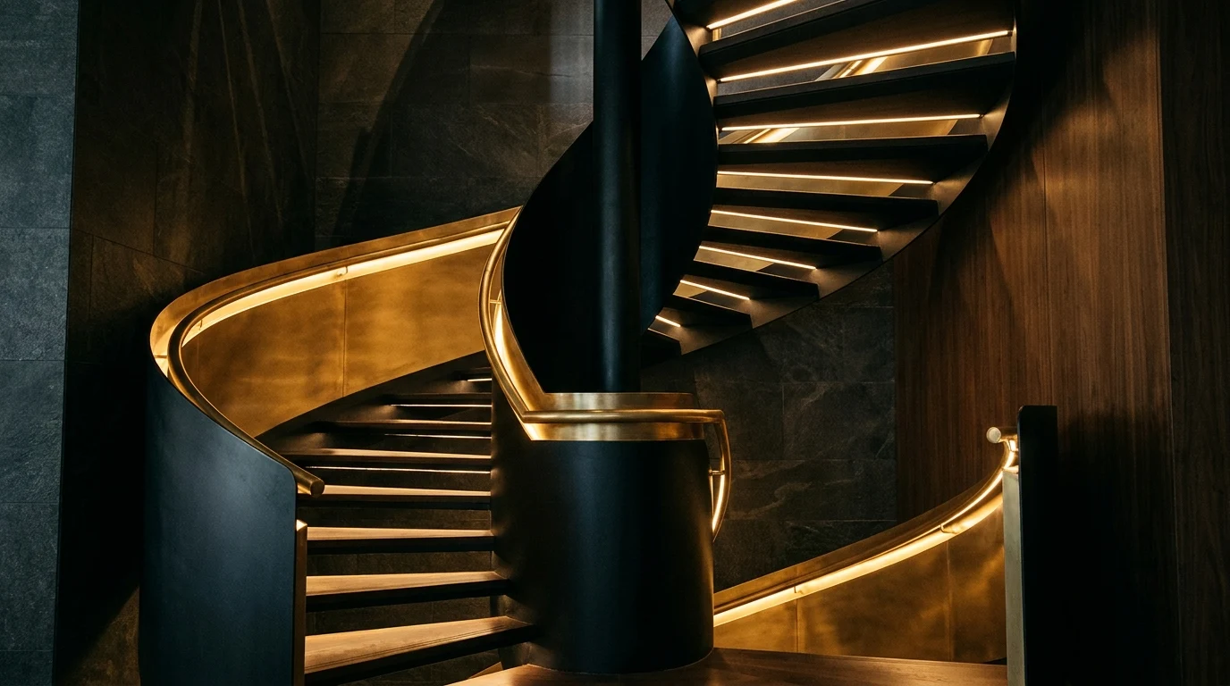 Luxury curved facade at night